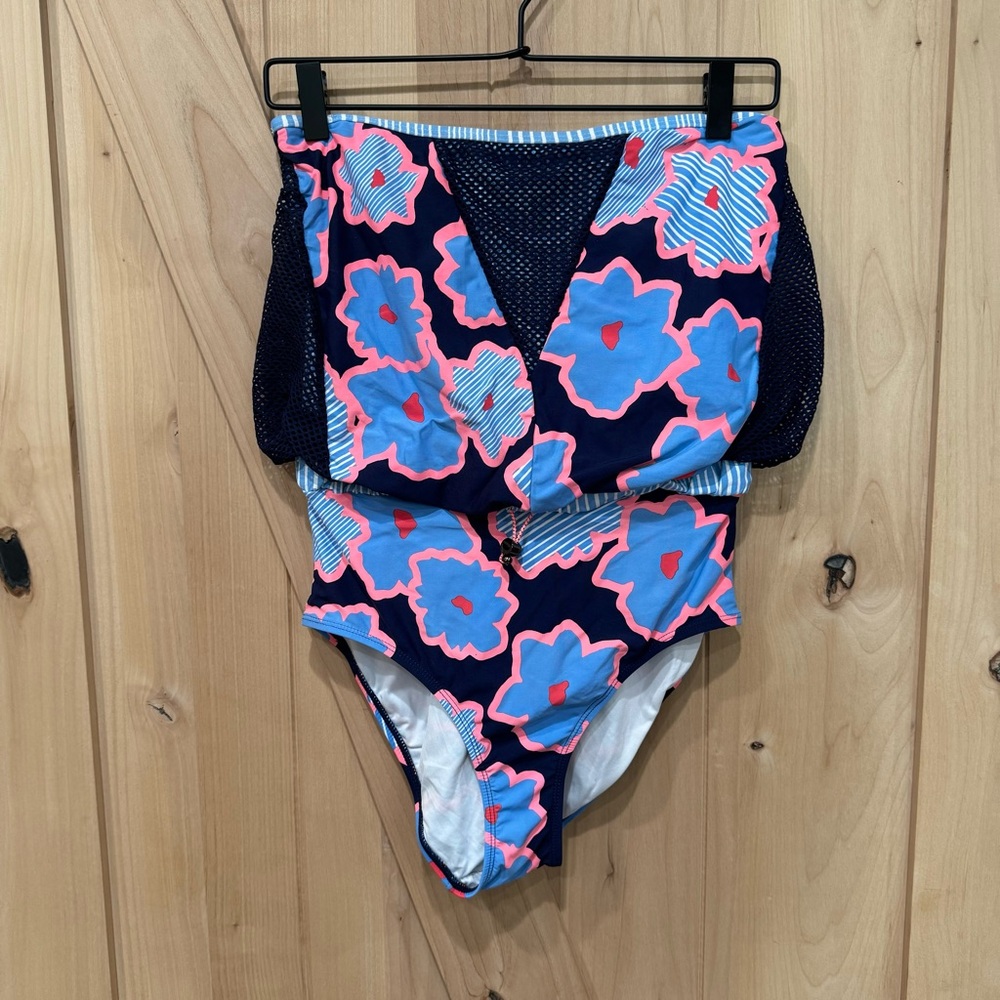 Anne Cole Women Floral Mesh Strapless 1 Piece Swimsuit Multi Size 10 - Picture 7 of 16